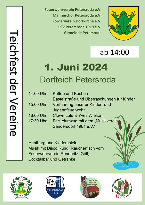 Bild vergrößern: Plakat zum Teichfest 2024 in Petersroda